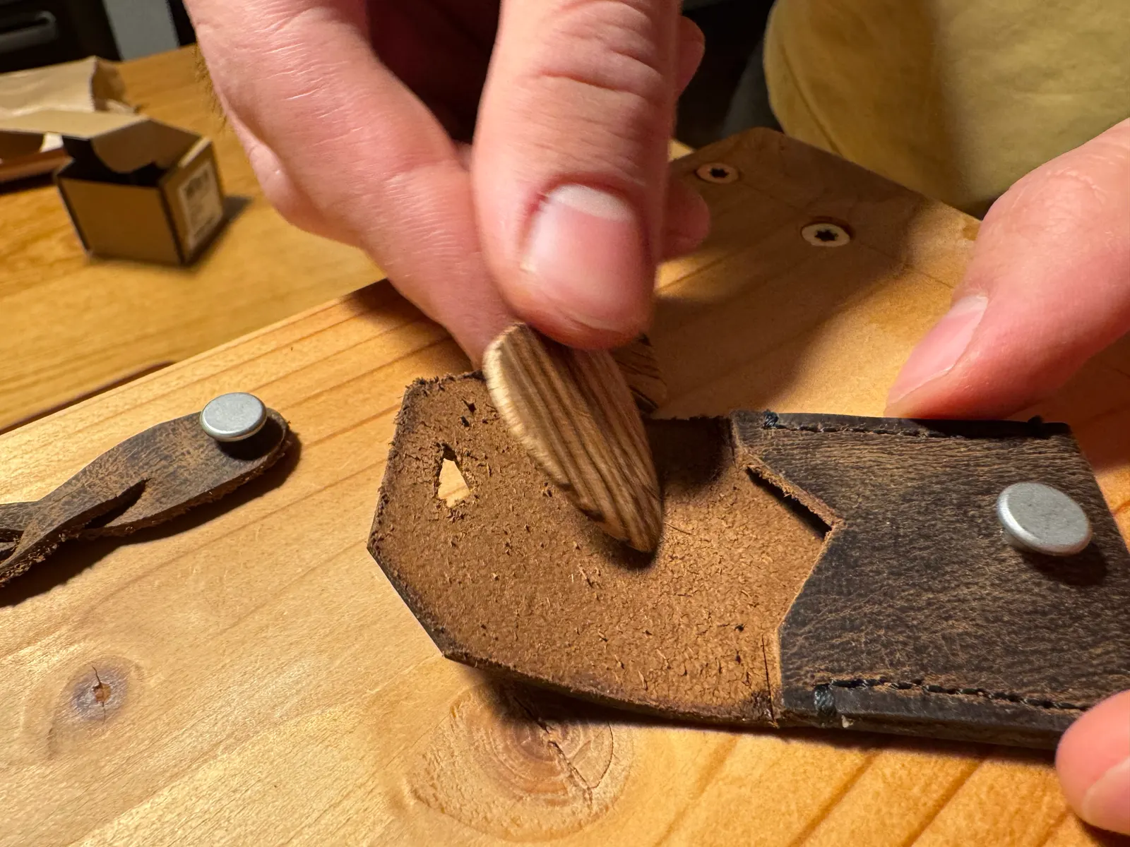 Wooden Guitar Pick with Leather Case