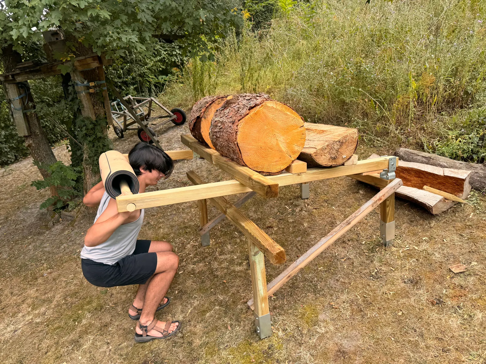 Log Bench-Press Machine
